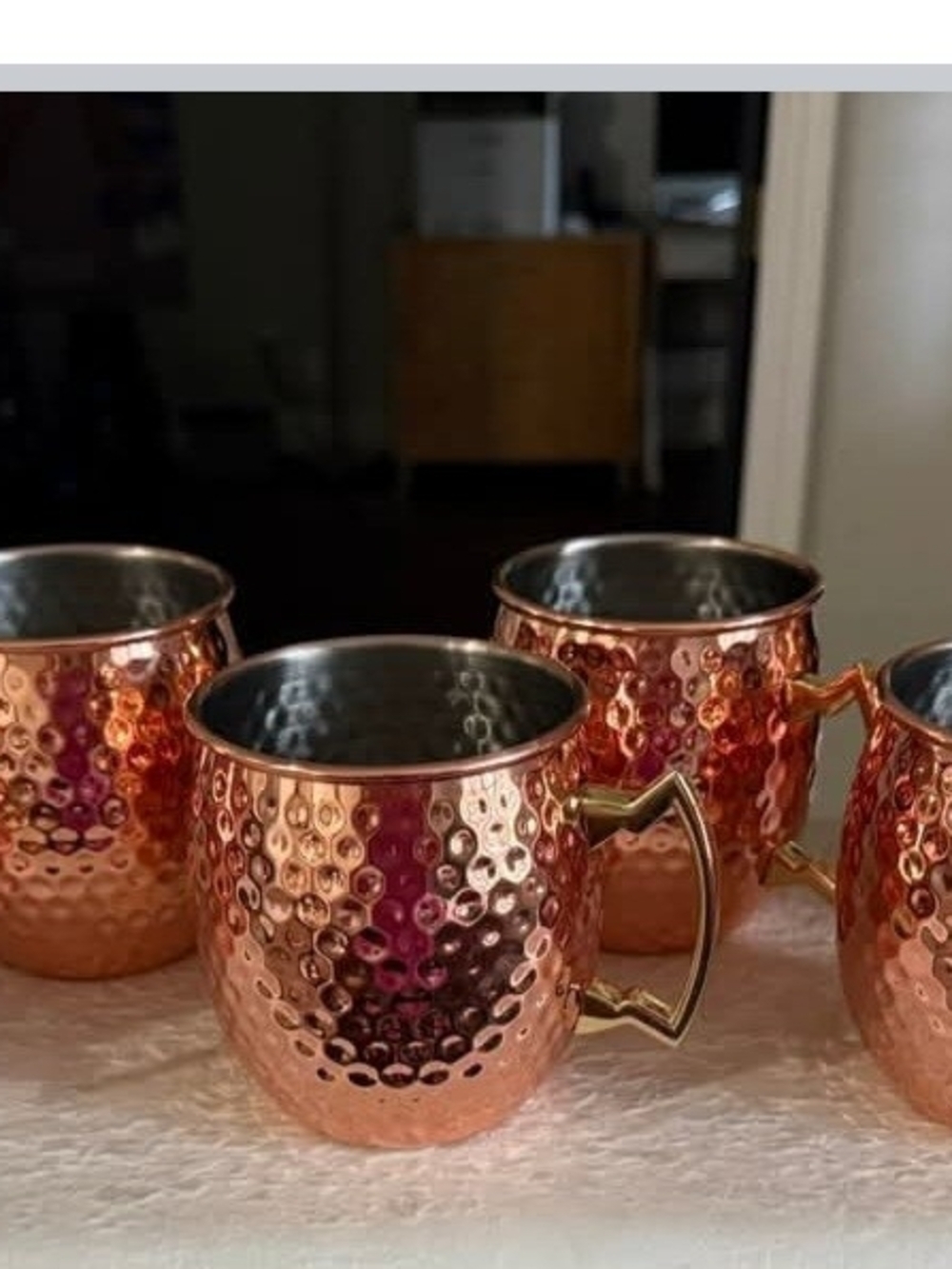 Copper Hammered Moscow Mule Mug - Set of 6